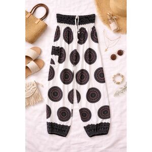 Handmade Mandala Boho Harem Pants Festival Yoga White Black M Brand New with tag